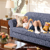 SUBRTEX 2 Piece Couch Covers, Jacquard Damask 3 Seater Sofa Cover with Seat Cushion, Stretch Sofa Slipcovers Non Slip Furniture Protector for Dogs Pets (Large, Grey) SUBRTEX