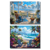 NEGEKFKX 2 Pack Beach Paint by Numbers Kit for Adults Beginner,Easy Adult Paint by Number Kits on Canvas DIY Painting for Beginners Art by Numbers for Home Wall Decor 16x12 Inch NEGEKFKX