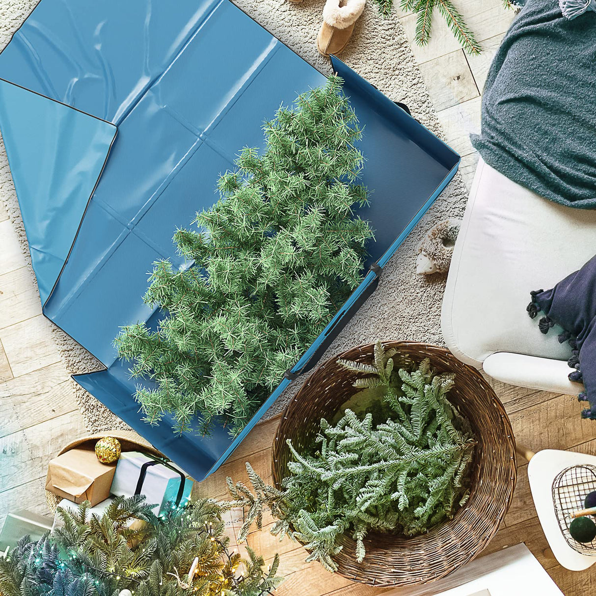 Hearth & Harbor Christmas Tree Storage Bag - Fit Upto 7.5 ft Holiday Trees - Extra Wide Christmas Tree Storage Box Container Made from Durable Oxoford 600D Waterproof Fabric with Handles & Dual Zipper Hearth & Harbor