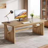 Tribesigns Executive Office Desk, 63-Inch Farmhouse Computer Desk, Large Writing Study Conference Table with Sturdy Legs, Business Workstation Table for Home Office, Rustic Brown Tribesigns