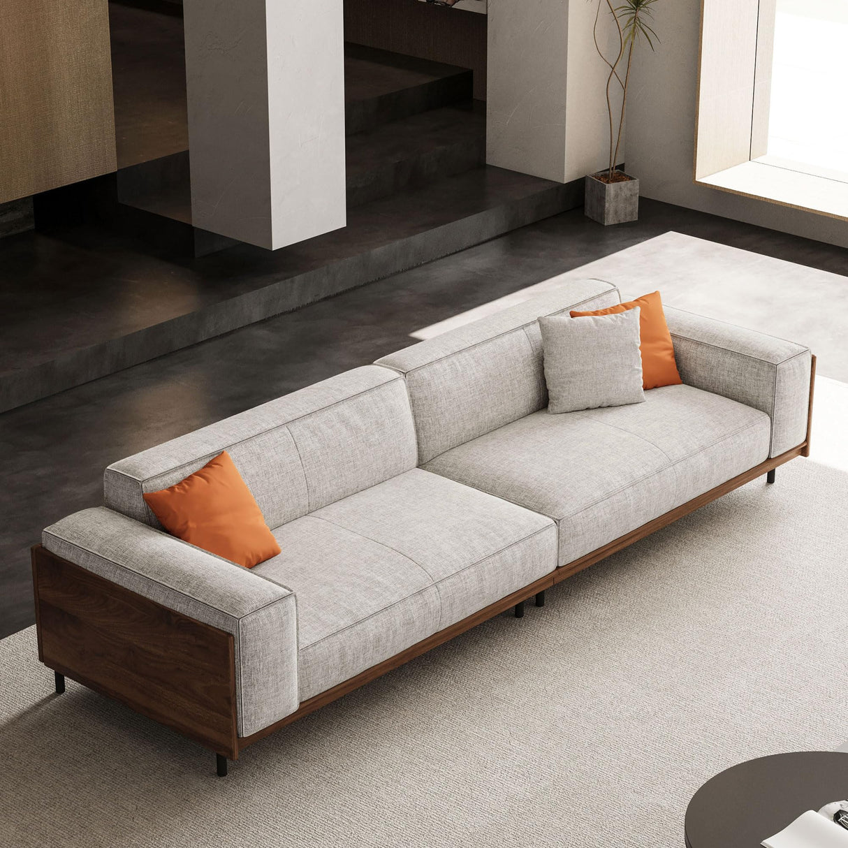 NessCarsti Modern 4-Seater Upholstered Fabric Sofa for Living Room –111.81 inch Comfortable Timecloud Couch with Wood Frame and Metal Legs, Easy Assembly, Ideal for Office, or Living Room, Gray NessCarsti