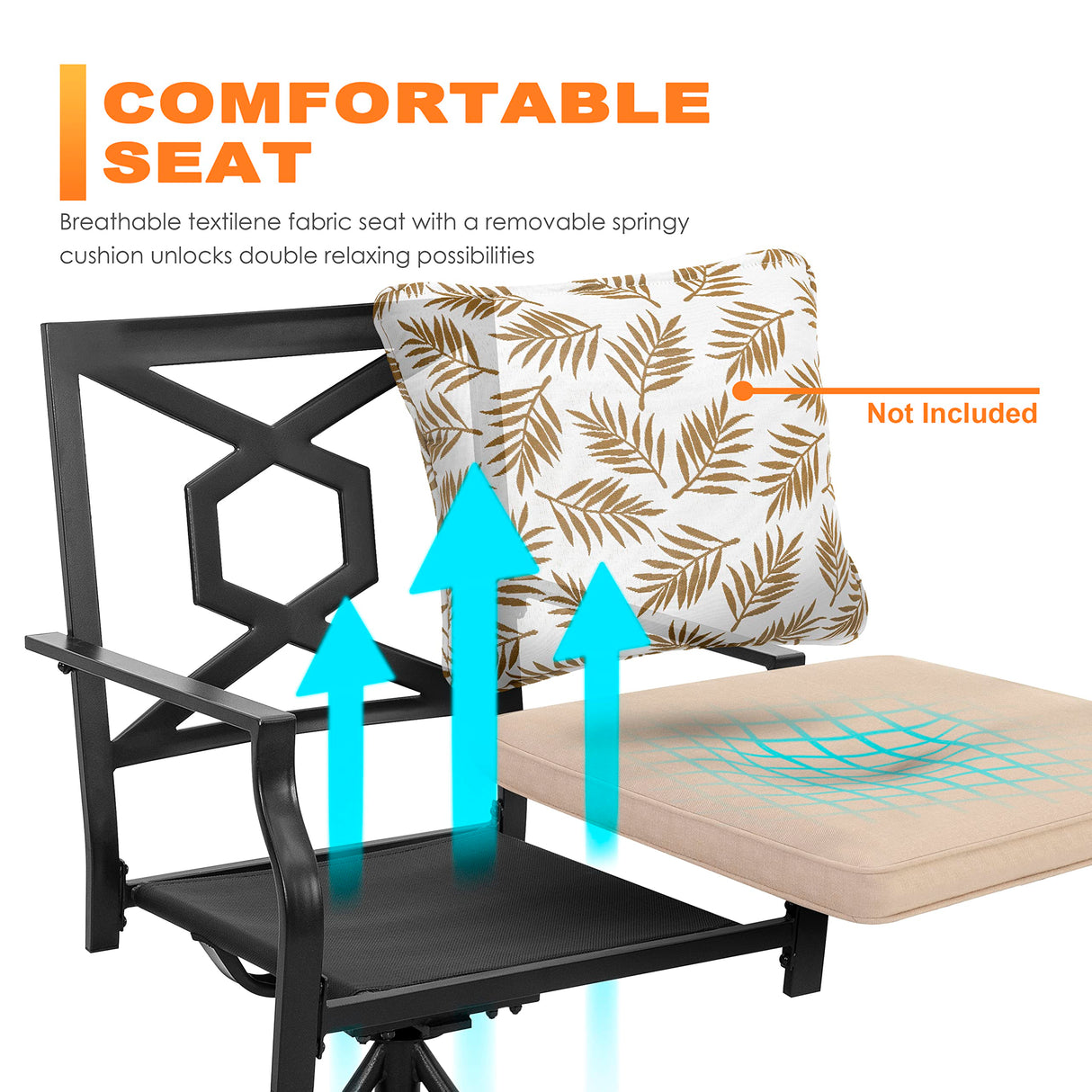 NUU GARDEN 5-Piece Patio Furniture Set with Fire Pit Table, 28'' 50,000 BTU Propane Gas Cabinet Fire Pit Table with Cover and 4 Dining Swivel Chairs with Padded Cushions, Black and Beige NUU GARDEN