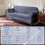 SUBRTEX 2 Piece Couch Covers, Jacquard Damask 3 Seater Sofa Cover with Seat Cushion, Stretch Sofa Slipcovers Non Slip Furniture Protector for Dogs Pets (Large, Grey) SUBRTEX