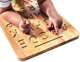Montessori & Me Wood Alphabet Tracing Board Montessori Letters - Wooden Letters - Large Print Letters for Toddler to Preschool - Reversible Uppercase and Lowercase Montessori & Me