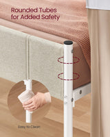 VASAGLE Twin Bed Frame with Upholstered Headboard, Metal Bed Frame Twin Size with Footboard, 550 lb Weight Capacity, Steel Slats, Easy Assembly, No Box Spring Needed, Cappuccino Beige URMB983W01V1 VASAGLE