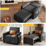 YITAHOME Convertible Sofa Chair Bed, 3-in-1 Sleeper Sofa with Pull-Out Bed, Linen Fabric Single Sleeper Chair with Reclining Backrest and Wide Armrest, Modern Lounge Chair for Small Space, Grey YITAHOME