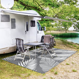 GENIMO Outdoor Rug 5' x 8' Waterproof for Patios Clearance, Reversible Plastic Straw Camping Carpet, Large Area Rugs Mats for RV, Picnic, Backyard, Deck, Balcony, Porch, Beach, Grey&White GENIMO