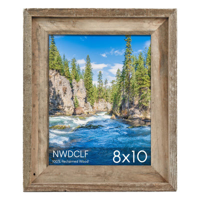 NWDCLF Rustic 8x10 Picture Frame, Reclaimed Barnwood Photo Frame with Real Glass, Distressed Natural Wood Frame for Wall and Tabletop Display, Farmhouse Country Home Office Cabin Décor