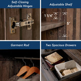 Sauder Miscellaneous Storage Wardrobe, L: 40.0" x W: 19.45" x H: 71.1", Reclaimed Pine Finish Sauder