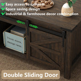Furnihold 47.3'' Lift Top Coffee Table Rectangle Farmhouse Coffee Table with Storage Rustic Center Table with Sliding Barn Doors for Living Room, Home, Dark Brown Furnihold