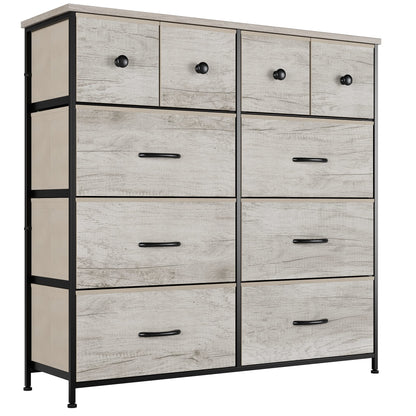 Nicehill Dresser for Bedroom with 10 Drawers, Storage Drawer Organizer, Tall Chest of Drawers for Closet, Living Room, Hallway, Entryway, Fabric Drawers (Light Wood Grain) - WoodArtSupply