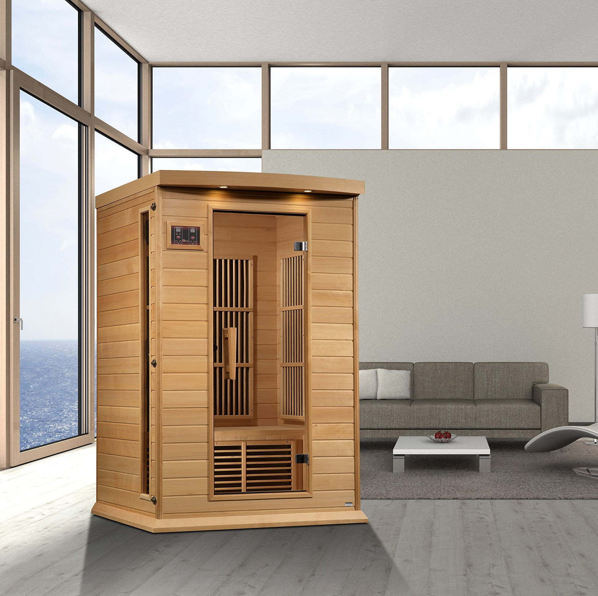 DYNAMIC SAUNAS Maxxus MX-K206-01 Elite 2-Person Near Zero EMF (Under 2 MG) FAR Infrared Sauna, (Canadian Hemlock) Curb Side Delivery - WoodArtSupply