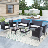 UNIROI Outdoor Patio 8 Pieces Rattan Furniture Set, Dark Brown UNIROI