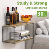 Adowes Modern Geometric Floating Nightstand - 2 Tier Carbonized Black Wall-Mounted Bedside Table Adowes