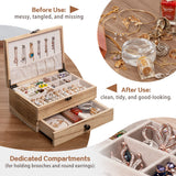 Tektalk Jewelry Box for Women Girls Jewelry Organizer Farmhouse Style Jewellery Holder for Necklace Earrings Rings Bracelets - Light Brown Tektalk