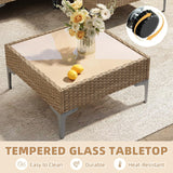 SunloungeCo 7-Piece Patio Furniture Set, Outdoor Wicker Sectional Sofa with Coffee Table, Anti-Slip & Thick All-Weather Cushions for Sunroom,Garden,Backyard, Beige SunloungeCo