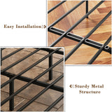 LIKIMIO Canopy Bed Frame King, Storage Headboard with Charging Station, Platform Bed with 4 Removable Sturdy Posts, Noise Free, No Box Spring Needed, Vintage Brown LIKIMIO