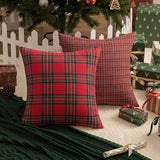 AQOTHES Pack of 2 Christmas Plaid Decorative Throw Pillow Covers Scottish Tartan Cushion Case for Farmhouse Home Holiday Decor Red and Green, 18 x 18 Inches AQOTHES