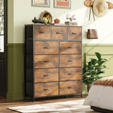 WLIVE Tall Dresser for Bedroom, Fabric Dresser Storage Tower, Dresser & Chest of Drawers Organizer Unit with 11 Drawers, Storage Cabinet, Hallway, Closets, Steel Frame, Wood Top WLIVE