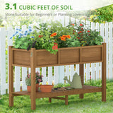 LUE BONA Raised Planter Box with Legs, 47 * 18 * 29 in, Raised Garden Bed with Tools and Storage Shelf, Weather Resistant, 3-Year Warranty, Standing Growing Bed Herb Planter for Vegetable, Brown LUE BONA