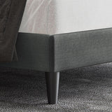 Allewie Full Size Button Tufted Platform/Fabric Upholstered Bed Frame with Adjustable Headboard/Wood Slat Support/Mattress Foundation/Dark Grey (Full) Allewie