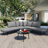 Merax 5 Piece Patio Outdoor Furniture Set for 6 People, All Weather L-Shaped Sectional Sofa with Iron Frame & Waterproof Coushions, 1 Round Coffee Table for Garden, Lawn, Backyard, Poolside, Gray Merax