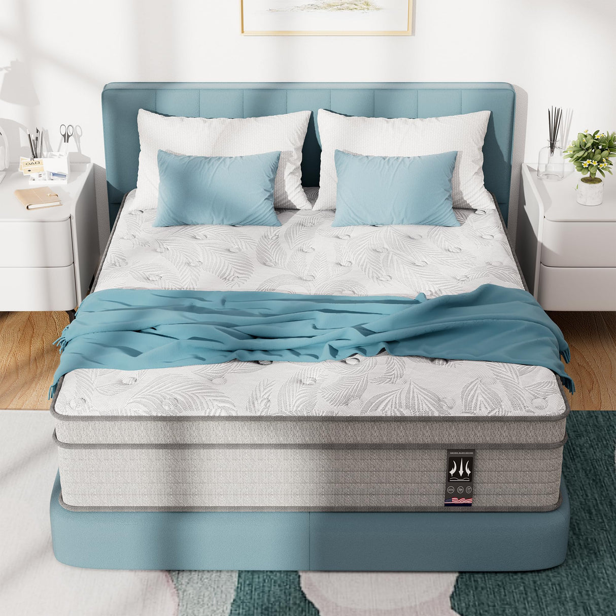 Twin Mattress 14 inch, Medium Firm Hybrid Mattresses with Cooling Gel Memory Foam, Independent Spring for Motion Isolation, Twin Mattress in a Box, Pressure Relief & Upgraded Support, CertiPUR-US Pamag pieeoo