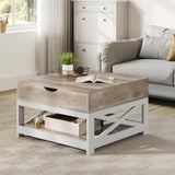 YITAHOME Coffee Tables with Living Room, Lift Top Coffee Table with Storage, Farmhouse Coffee Table, Square Wood Center Table Cocktail Table, Grey Wash YITAHOME