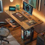 FEZIBO Standing Desk with Keyboard Tray, 40 × 24 Inches Electric Height Adjustable Desk, Sit Stand Up Desk, Computer Office Desk, Rustic Brown FEZIBO