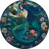 Ocean Mermaid Puzzle 1000 Pieces, Sea Princess Fairy Mandala Jigsaw Puzzles for Adults, Zodiac Mystic Underwater Green Round Puzzles BBOLDIN