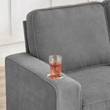 83.86" Couch Sofa with with Cup Holders & Extra Deep Seat, Modern Plush Corduroy Sofa Cloud Couch, Comfy Upholstered 3 Seater Sofa Bed Couches for Living Room, Apartment, Office, Light Grey SLEERWAY