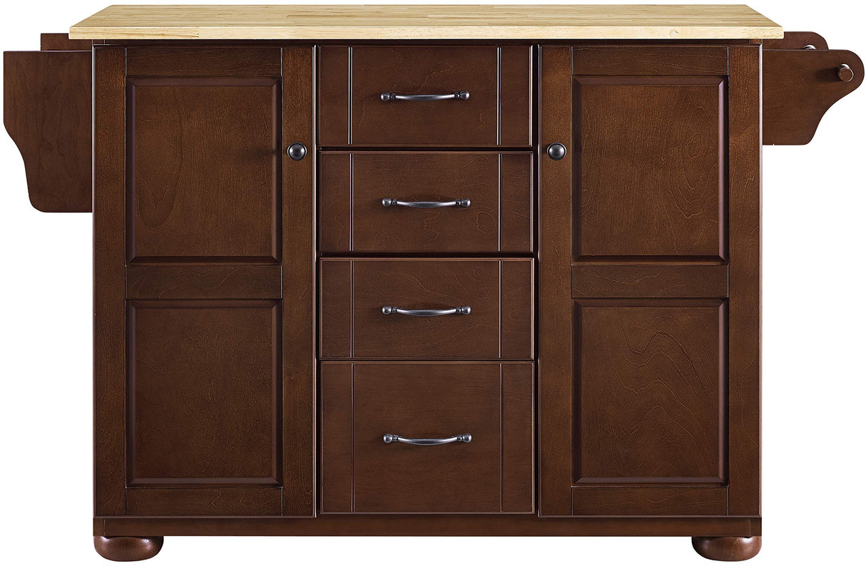 Crosley Furniture Eleanor Wood Top Kitchen Island with Spice Rack, Storage Drawers and Shelves, Mahogany Crosley Furniture