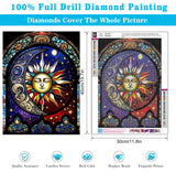 Meothan Diamond Painting Kits Moon Sun Diamond Art Kits for Adults, Stained Glass Paint with Diamond Dots Gem Art Crafts Kits for Home Wall Decor Gift (12x16inch) Meothan