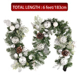 Valery Madelyn 6 Feet Pre-Lit Christmas Garland with Lights for Mantle, Lighted Outdoor Xmas Garland with Snowy White Ball Pinecones for Home Stairs Fireplace Table Centerpiece Indoor Holiday Decor Valery Madelyn