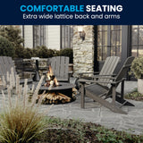 Flash Furniture Charlestown Indoor/Outdoor Faux Wood Adirondack Chair, Weather-Resistant Polyresin Patio Adirondack Chair with 350-lb. Static Weight Capacity, Gray Flash Furniture