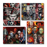 NEGEKFKX 4 Pack Halloween Diamond Art Kits for Adults Beginners,Horror Diamond Painting Kits for Adults,5D Full Drill DIY Diamond Dot Gem Art Kit Wall Home Decor Arts Craft 12x16 inch NEGEKFKX