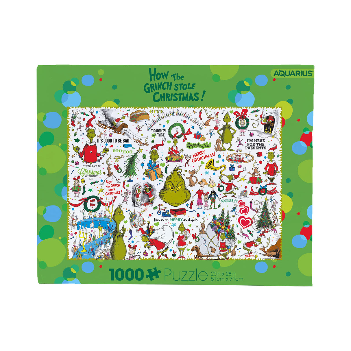 AQUARIUS Grinch Collage Puzzle (1000 Piece Jigsaw Puzzle) - Glare Free - Precision Fit - Virtually No Puzzle Dust - Officially Licensed Grinch Collectibles - 20x28 Inches AQUARIUS