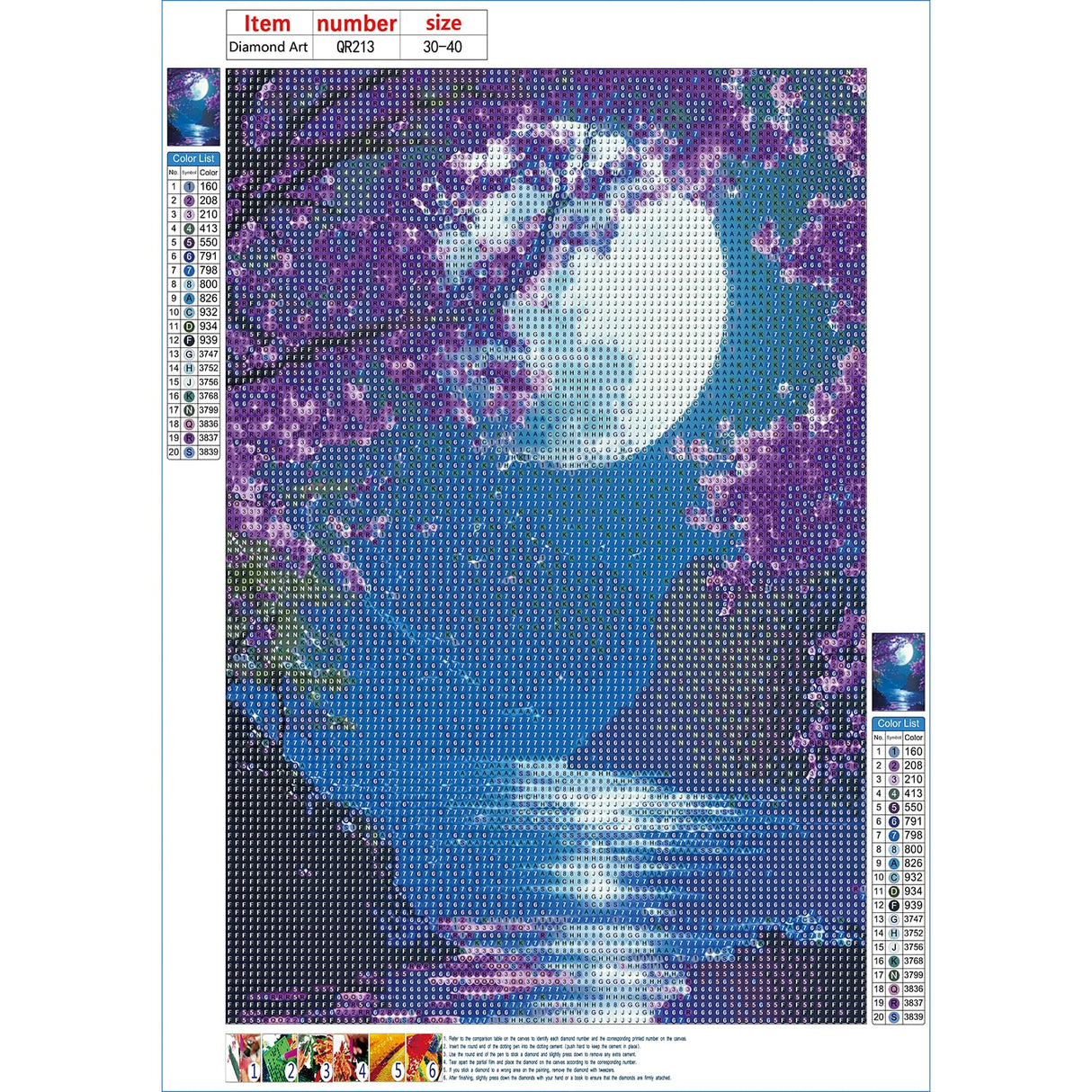 QINRUBB DIY Bright Moon Diamond Painting Kits, Full Drill Moonlight Diamond Art Painting Kits for Adults Beginners, DIY 5D Painting by Numbers Tree Diamond Art Kits for Home Decor 12x16inch QINRUBB