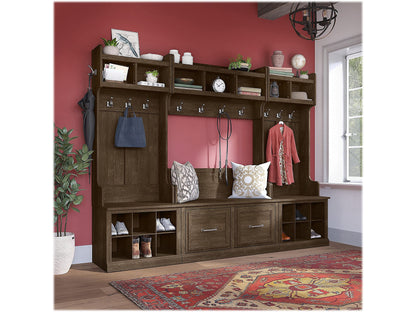 kathy ireland Home by Bush WDL013ABR 69-Inch Full Entryway Storage Set with 10 Shelves, Ash Brown - WoodArtSupply