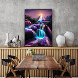 KINPLUB 5D Diamond Painting Kits for Adults, Moonlight Waterfall Diamond Art Kits, DIY Full Drill Night Moon Landscape Paint with Round Diamond Dots, Fantasy Home Wall Decor 12 x 16 Inch KINPLUB
