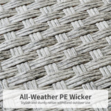 WAROOM Patio Furniture Set 6 Piece Outdoor Patio Set Grey Wicker Balcony Furniture Conversation Sets PE Rattan Couch Sofa with Fire Pit Table, Grey Cushion WAROOM