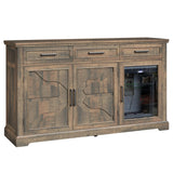 LUXOAK 60" Farmhouse Coffee Bar Cabinet with Beverage Fridge (Included), Wine Bar Cabinet with Drawer Storage, Mini Fridge Cabinet, Sideboard Cabinet for Dining Room, Living Room-Brown LUXOAK