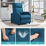 Yaheetech Fabric Recliner Sofa Modern Single Recliner Sofa Home Theater Seating with Thick Seat Cushion, Backrest and Pocket Spring, Blue Yaheetech