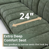 Morden Fort 96'' Luxury Modern Sofa, 3 Seater Modular Sectional Couch, Deep Seat Sofas, Minimalist Style Comfy Couches for Living Room Apartment, DIY Combination, Chenille, Green Morden Fort