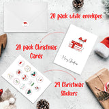 ZICOTO Beautiful Modern Christmas Cards Set of 20 - Incl. Bulk Envelopes, Matching Stickers And Storage Box - Perfect to Send Warm Holiday Wishes to Friends and Family ZICOTO
