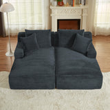 Tmsan 78.8" Oversized Boneless Double Chaise Lounge Sofa Indoor, Modern Compressed Corduroy Upholstered Sectional Cloud Couch Loveseat Sleeper Bed, Comfy Floor Chair for Living Room Apartment Office Tmsan