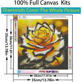 5D Diamond Art Kits for Adults Beginners,Yellow Flower DIY Full Round Drill Diamond Painting Kits,Rose Paint by Diamonds Dots Gem Art Easy,Home Wall Decor 14X14 Inch Acelii