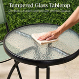 Best Choice Products 3-Piece Patio Bistro Dining Furniture Set w/Textured Glass Tabletop, 2 Steel Folding Chairs, Polyester Fabric - Sage Best Choice Products