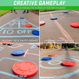 GoSports Driveway Shuffleboard Game Set - Includes 2 Shuffleboard Cue Sticks, 8 Pucks, 2 Pieces of Chalk GoSports