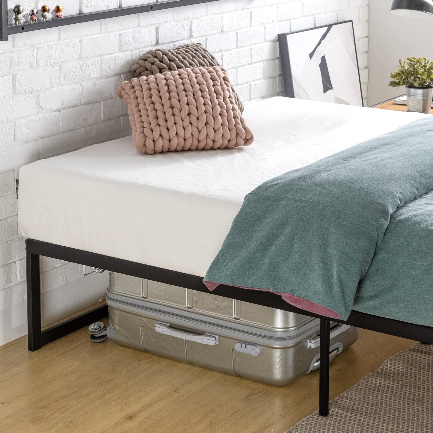 ZINUS Abel Modern Metal Platform Bed Frame with Steel Slat Support - No Box Spring Required, Easy Assembly, Queen - WoodArtSupply